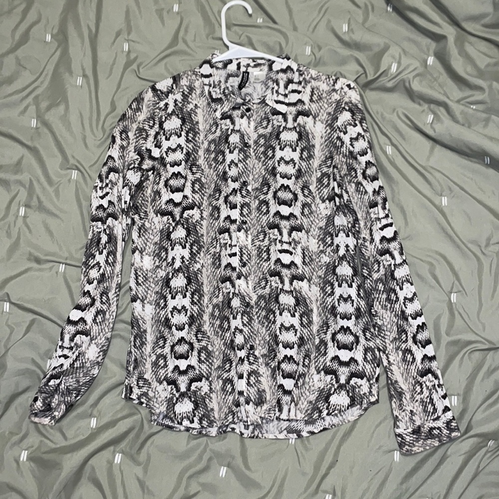 Snake Print Long Sleeve Blouse